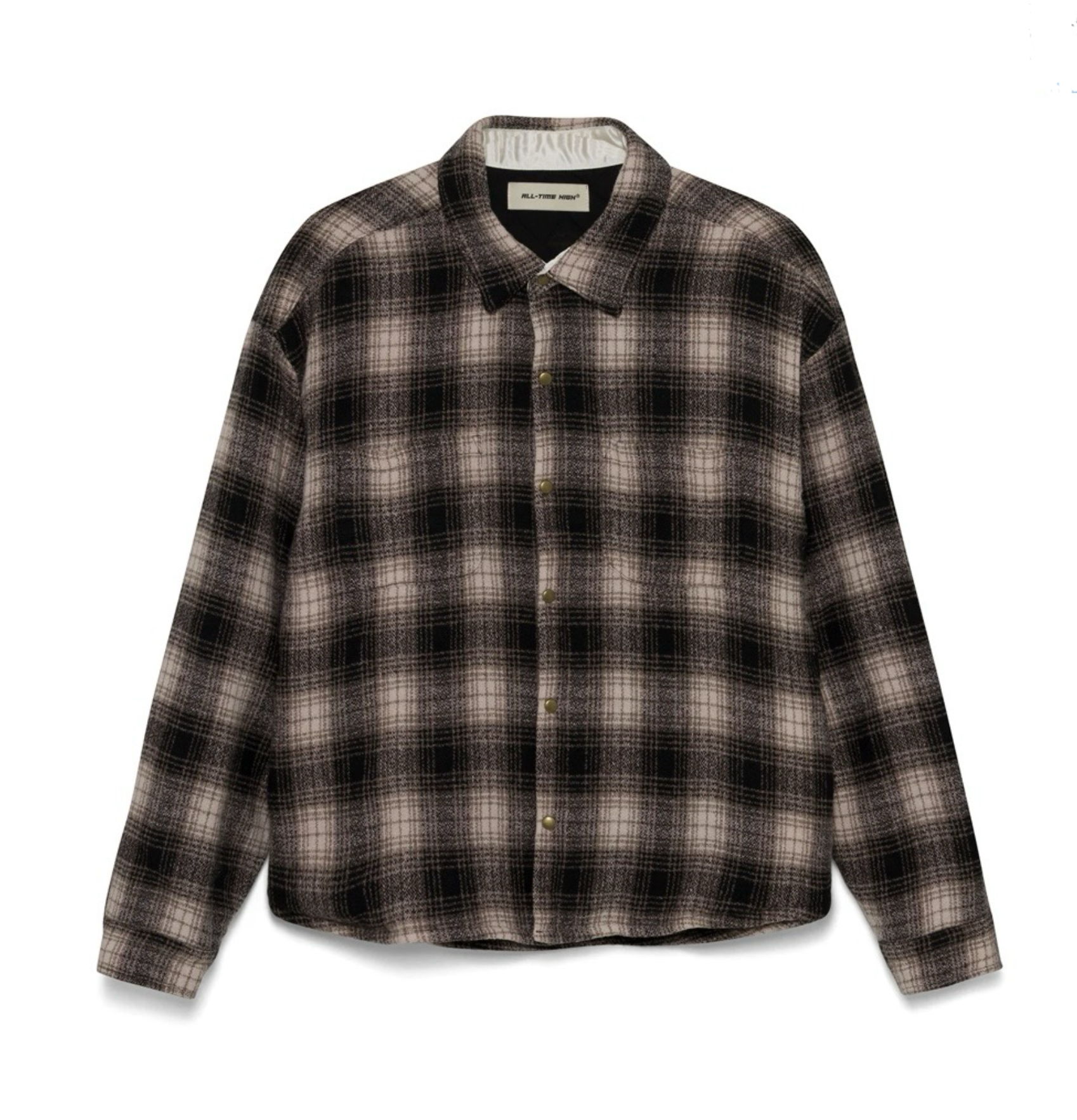 Quilt Lined Wool/Cotton Flannel Shirt Jacket (Brown/Black)