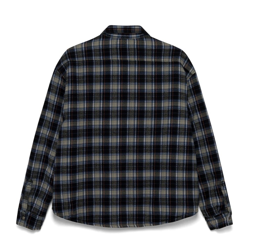 Quilt Lined Cotton Flannel Shirt Jacket (Grey/Blue/Black)