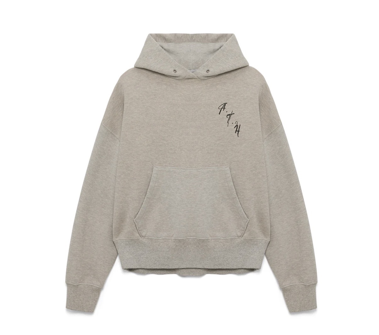 Embroidered Brushed Fleece Hoodie (Vintage Heather Grey)