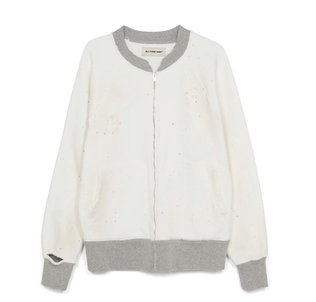 Campus Zip-Up Sweatshirt (White/Grey)