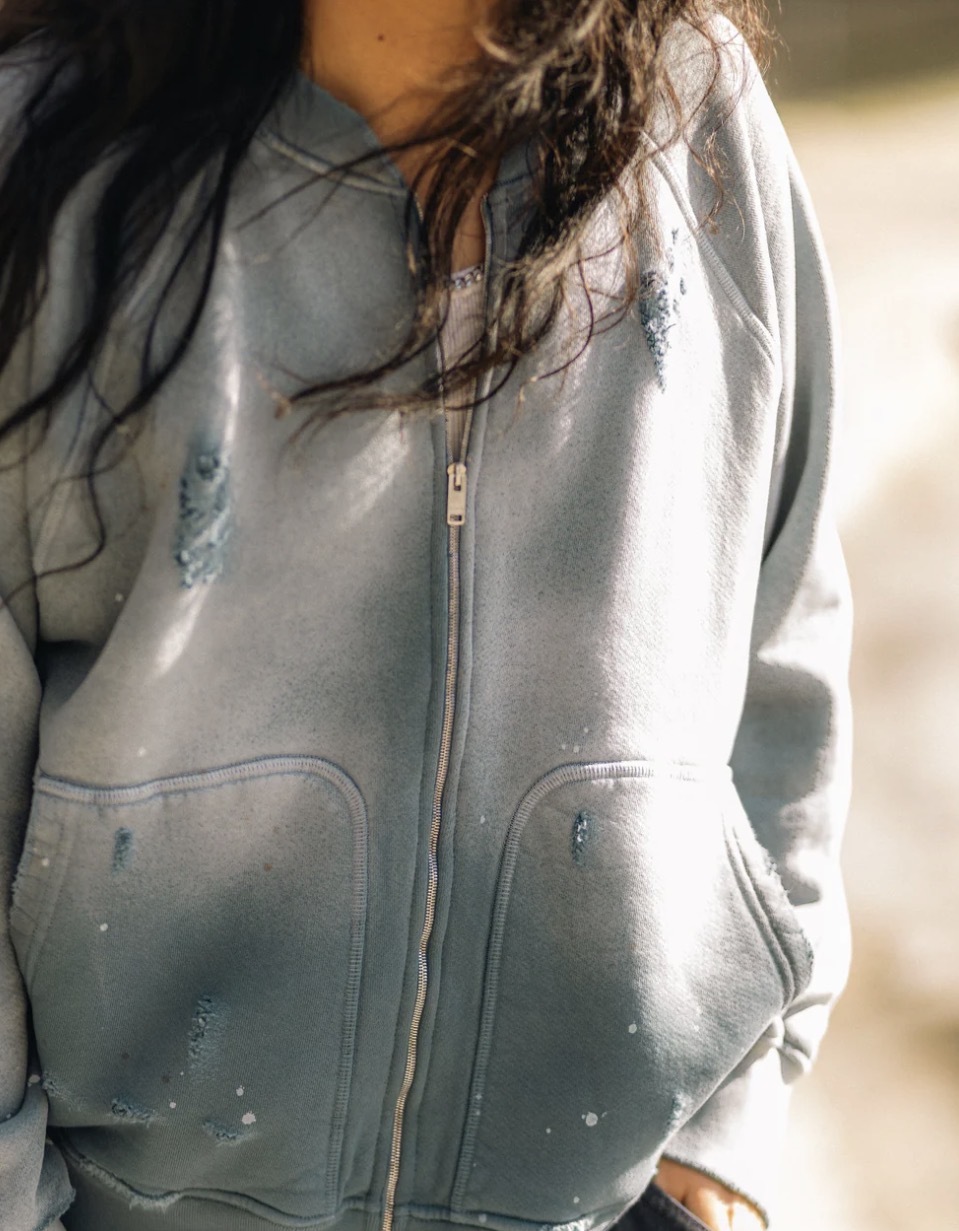 Campus Zip-Up Sweatshirt (Cadet Blue)