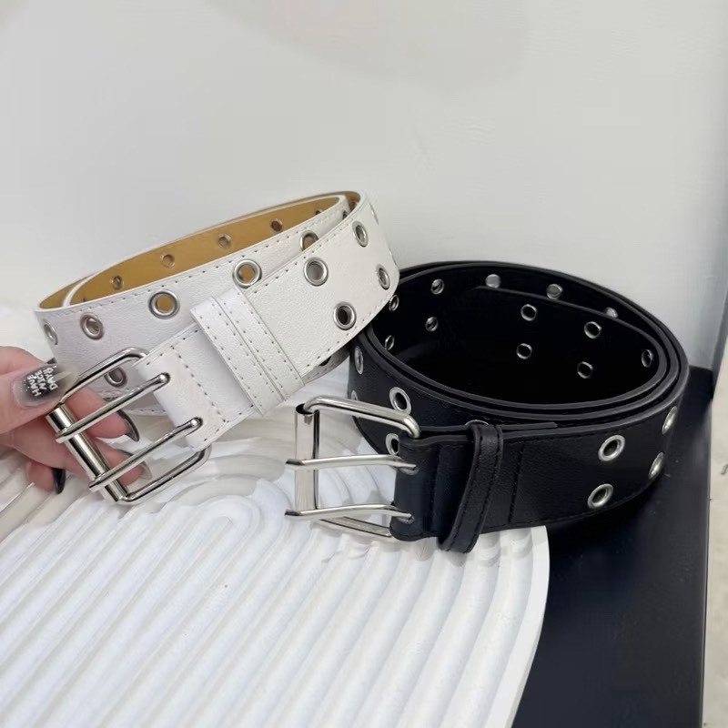 萬能搭配❤️‍🔥個性龐克雙排多孔皮帶(3色)