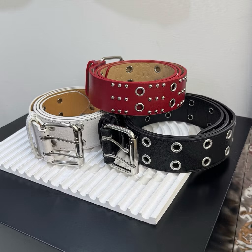 萬能搭配❤️‍🔥個性龐克雙排多孔皮帶(3色)