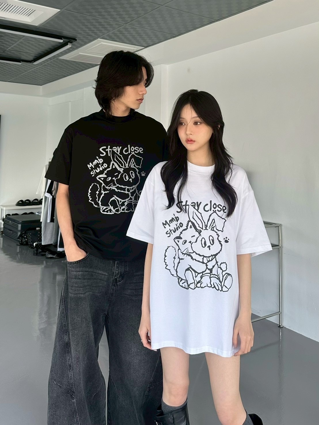 mmb線條字母塗鴉貓貓短tee