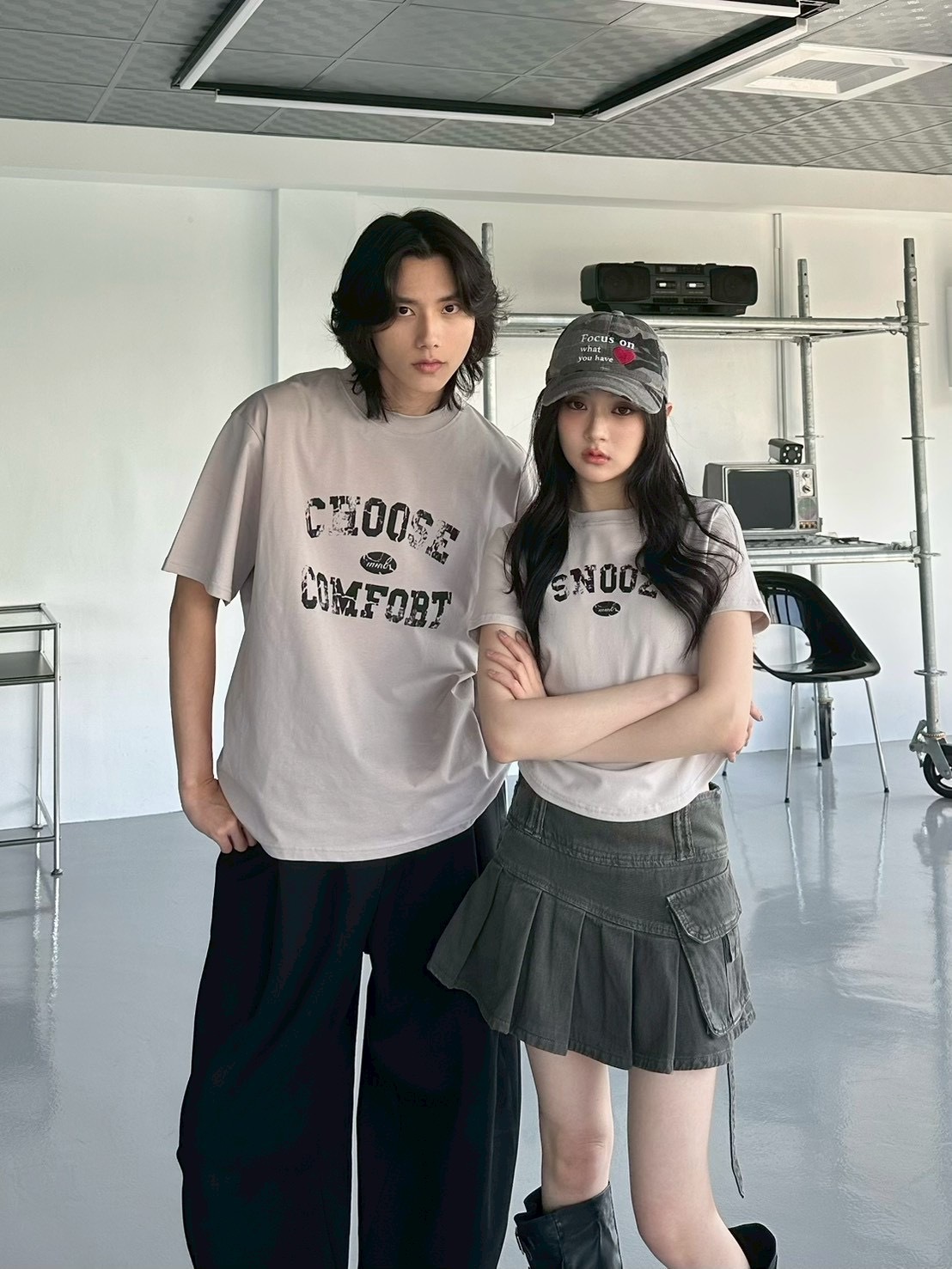 mmb周末感斑駁美式印花情侶短tee