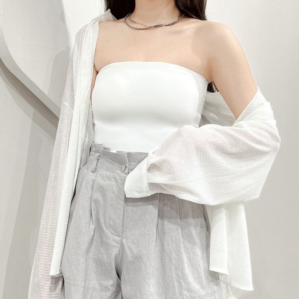 加長款😍加厚冰絲涼感防滑平口bra top(6色)不透色不透杯!!!