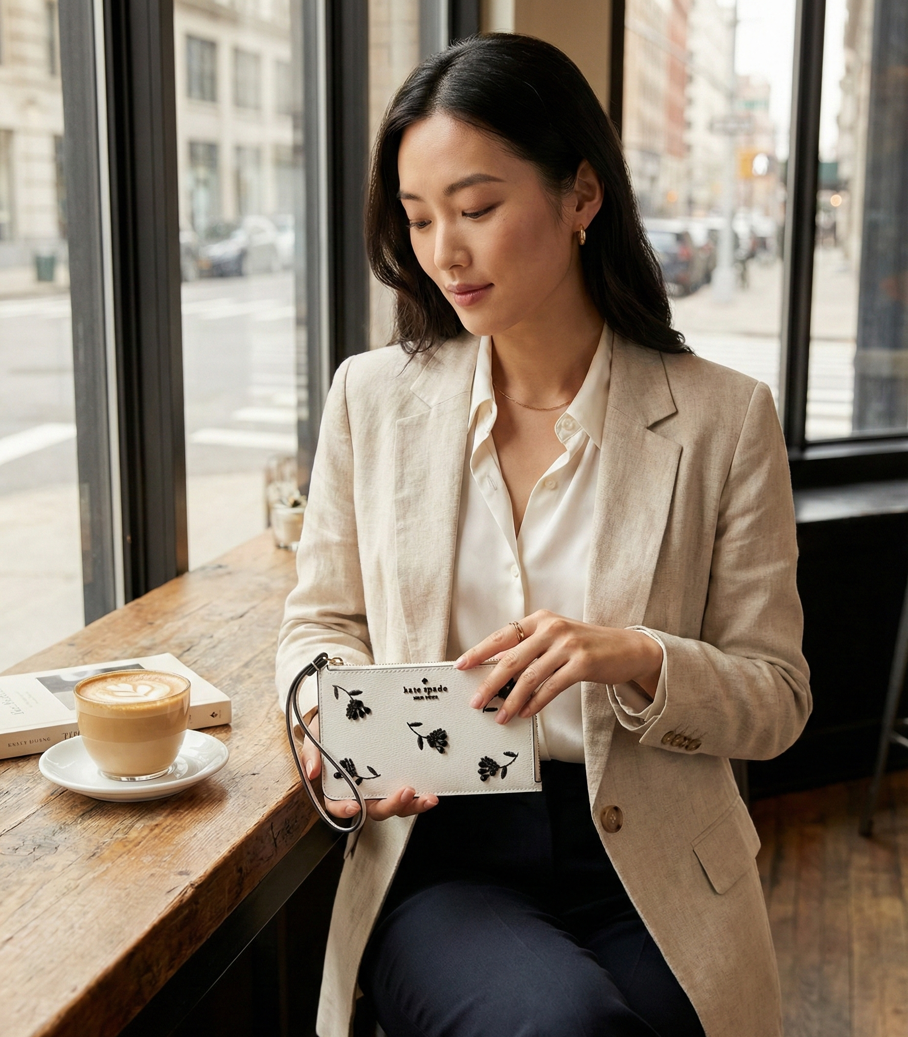 【預購】LX021810 KATE SPADE Lucy Spade Flower Small Card Holder Wristlet