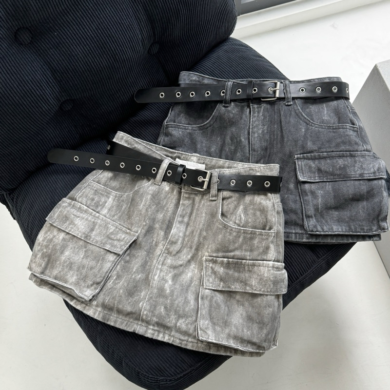 龐克少女🖤暈染短裙附皮帶(3色/S-L)