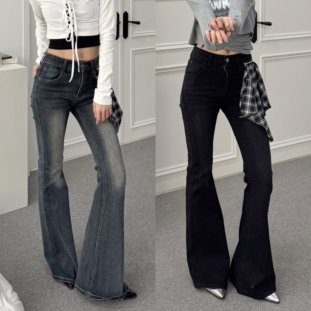 絕世長腿🥯設計襯衫層次彈性喇叭褲(2色/S-L)襯可拆!!!