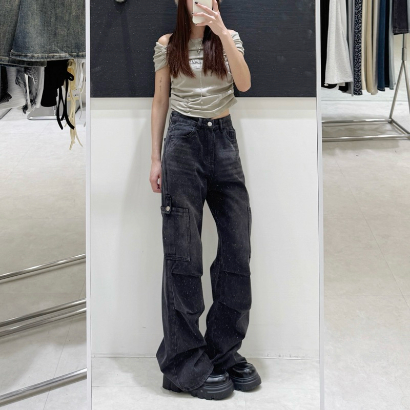 高個友善🥇復古打摺工裝牛仔褲(2色/S-L)