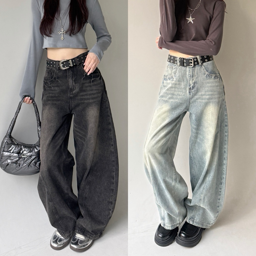 比泥男友帥😎立體裁線彎刀牛仔褲(2色/S-L)