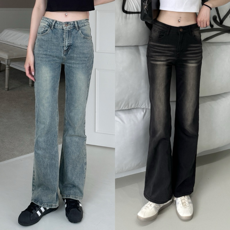 高個褲長🤎經典仿舊復古彈性喇叭褲(2色)