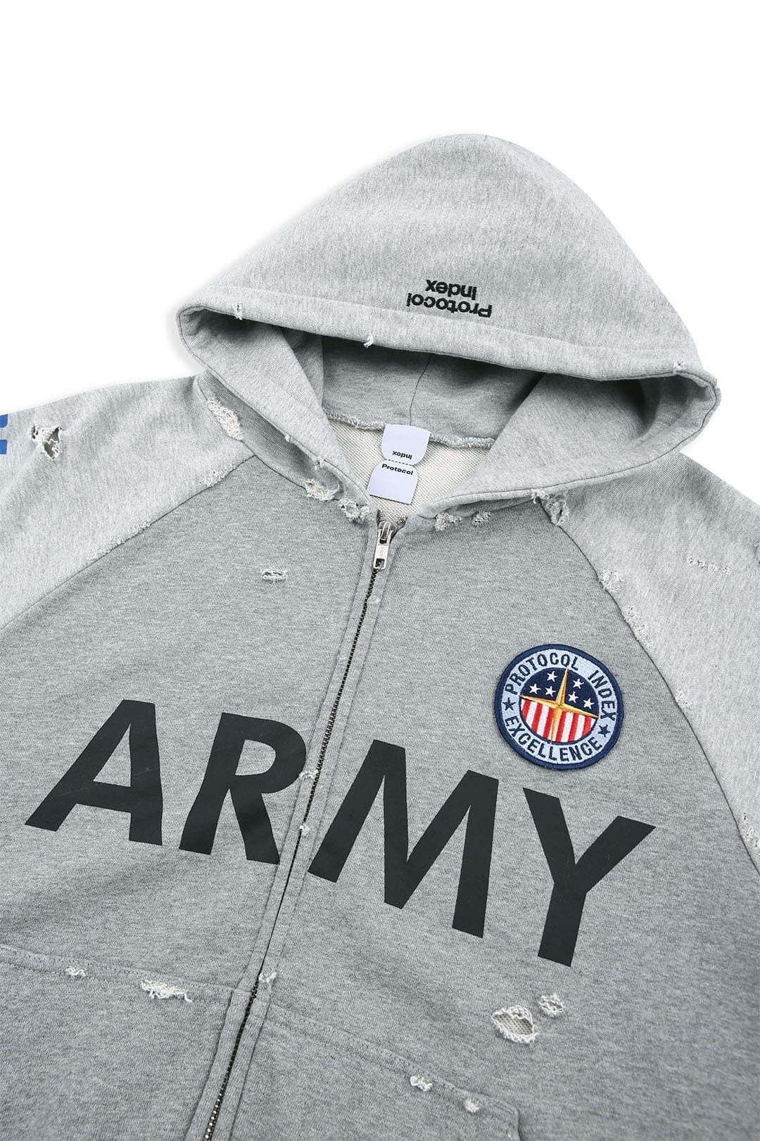 Protocol Index Reconstructed Zip Hoodie ARMY 拼接外套