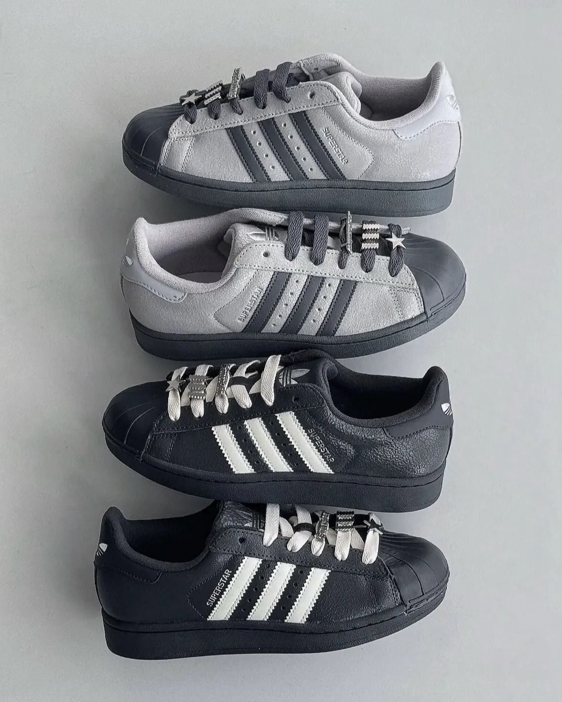 <🤍跟男友一起穿🖤!!>Adidas  Superstar II 貝殼鞋 裂紋 霧泥灰 曜石黑