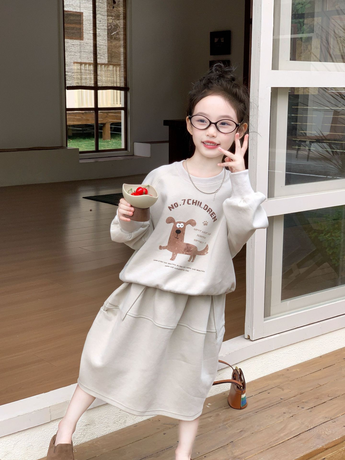 女孩大地色狗狗套裝 ᝰ       ＊薄款  ＊可以拆穿