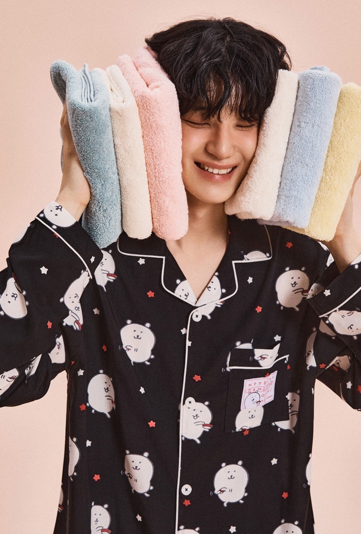 預訂｜SPAO x 白熊 穿上我吧 長袖睡衣套裝 BLACK