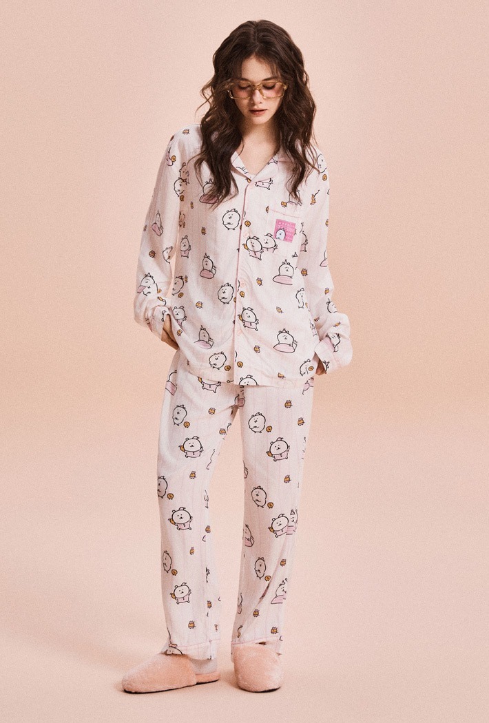 預訂｜SPAO x 白熊 穿上我吧 長袖睡衣套裝 LIGHT PINK