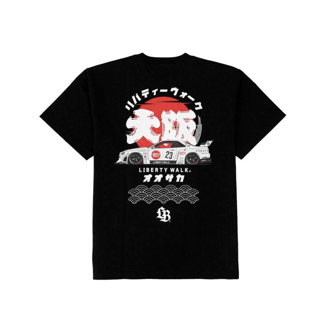 【LIBERTY WALK】大阪限定 Osaka Hinomaru Logo R34 Tee Black