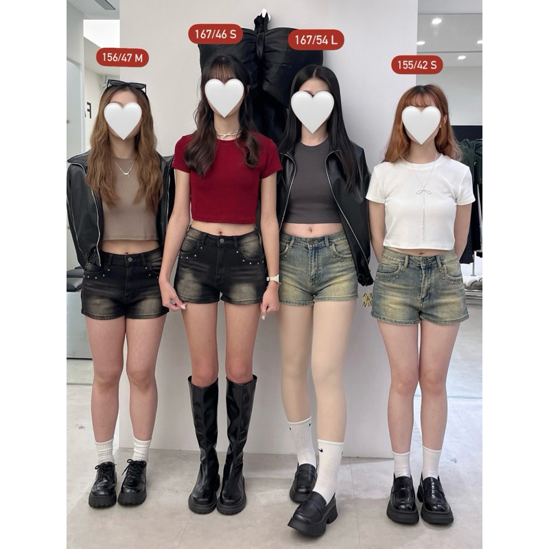 走出小紅書🖤復古卯釘彈性牛仔短褲(3色/S-L)