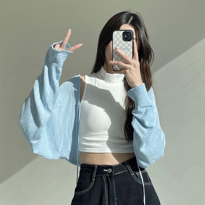 怦然心動前綁帶針織罩衫💗(8色)