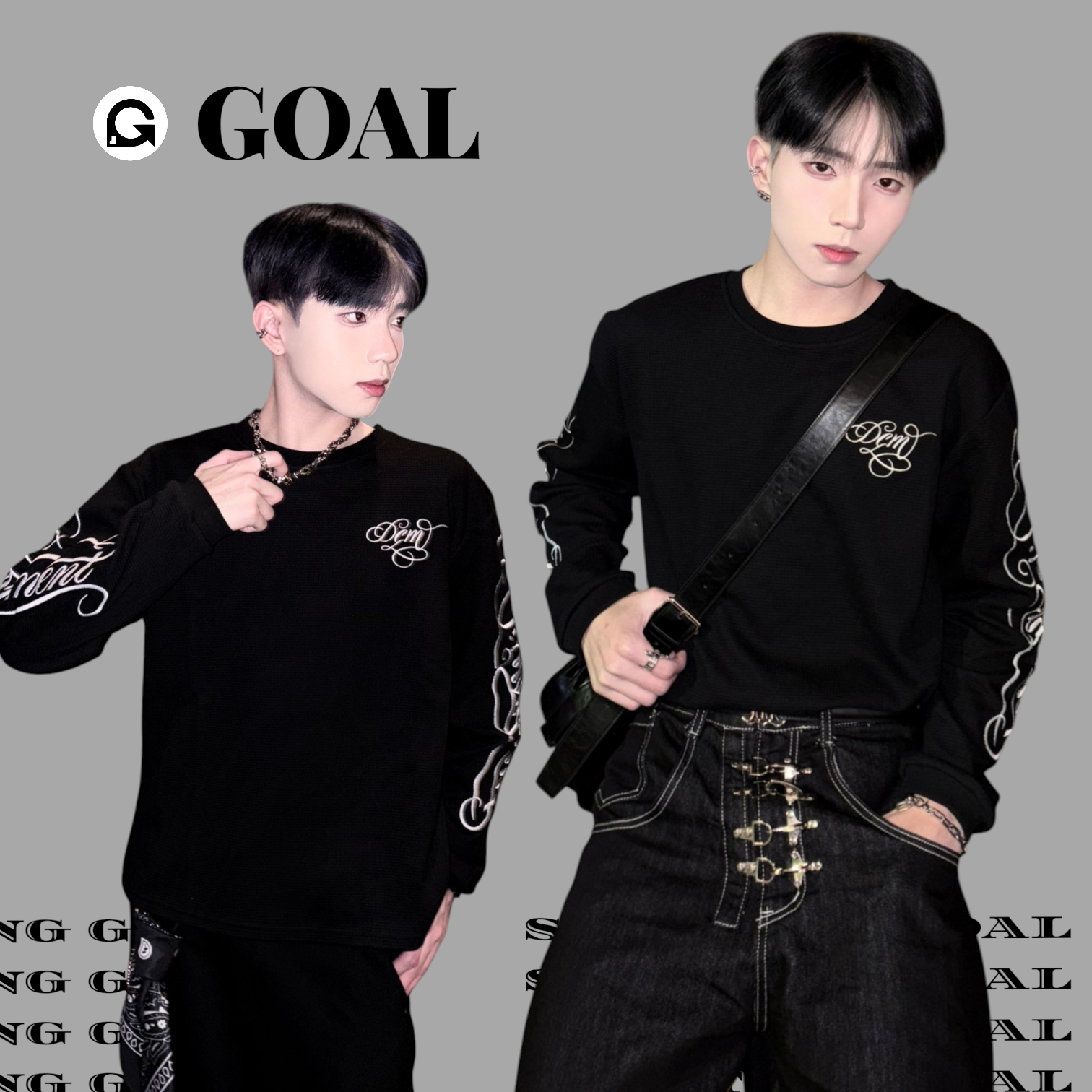 (GOAL) DCM 華夫格短寬 BOXY 草寫字體長袖