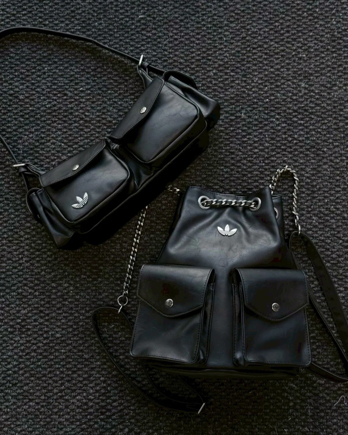 【逢甲 FUZZY】Adidas Originals 小香風 黑色 大容量 鍊條 後背包 單肩包 KW4748 KW4750