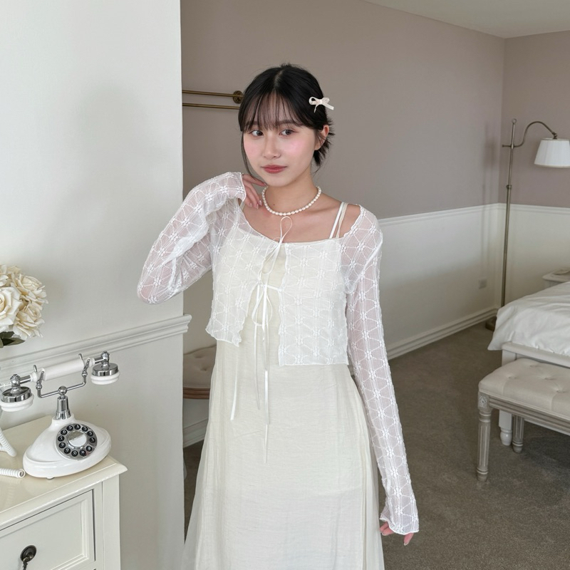 公主純慾系🤍蕾絲雙綁帶罩衫(3色)