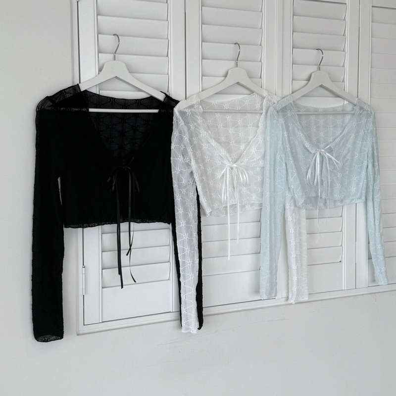 公主純慾系🤍蕾絲雙綁帶罩衫(3色)
