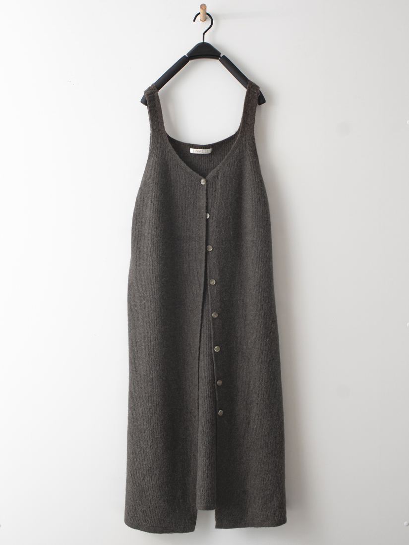 排釦吊帶針織背心洋裝織帶條絨長袖上衣