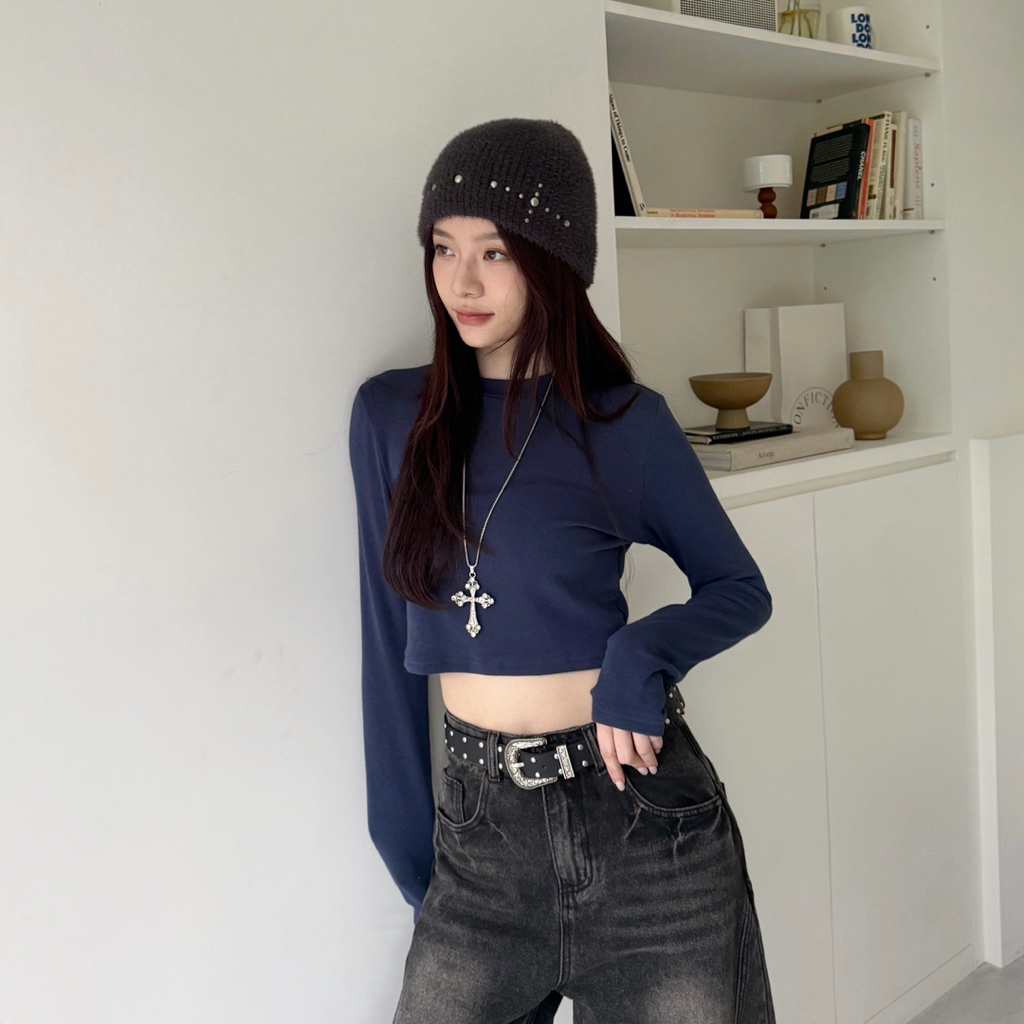 棉花糖軟Q☁️暖羊絨彈力圓領短版打底衣(10色)