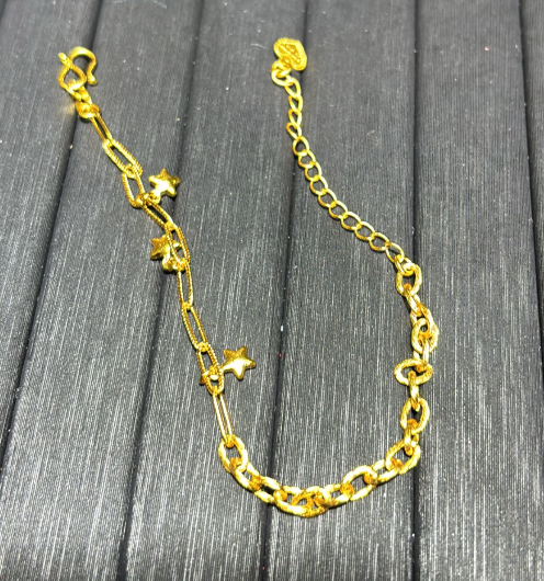 260218 - G45 真金電鍍鎖鏈星星手鏈 （一物一證書）