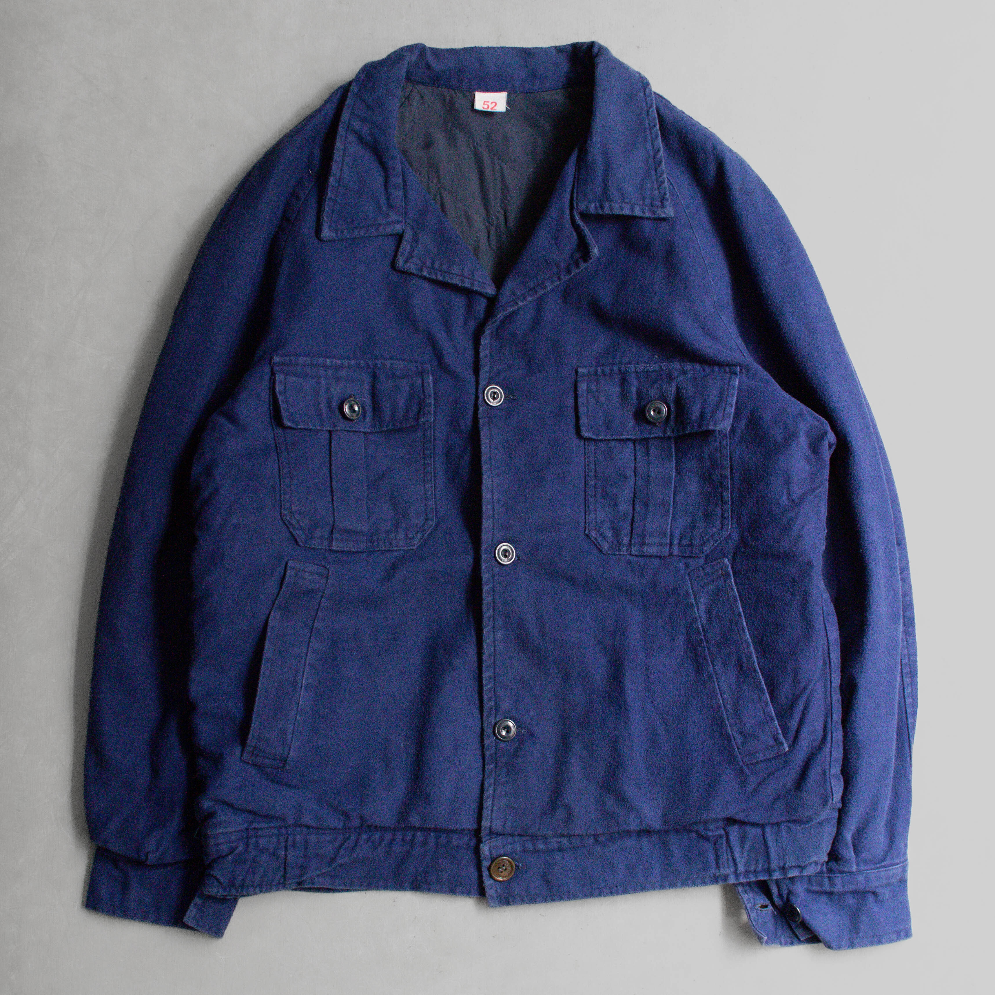 VINTAGE MOLESKIN WORK JACKET 義大利製 藍色 鼴鼠皮 鋪棉 開領 工作 外套