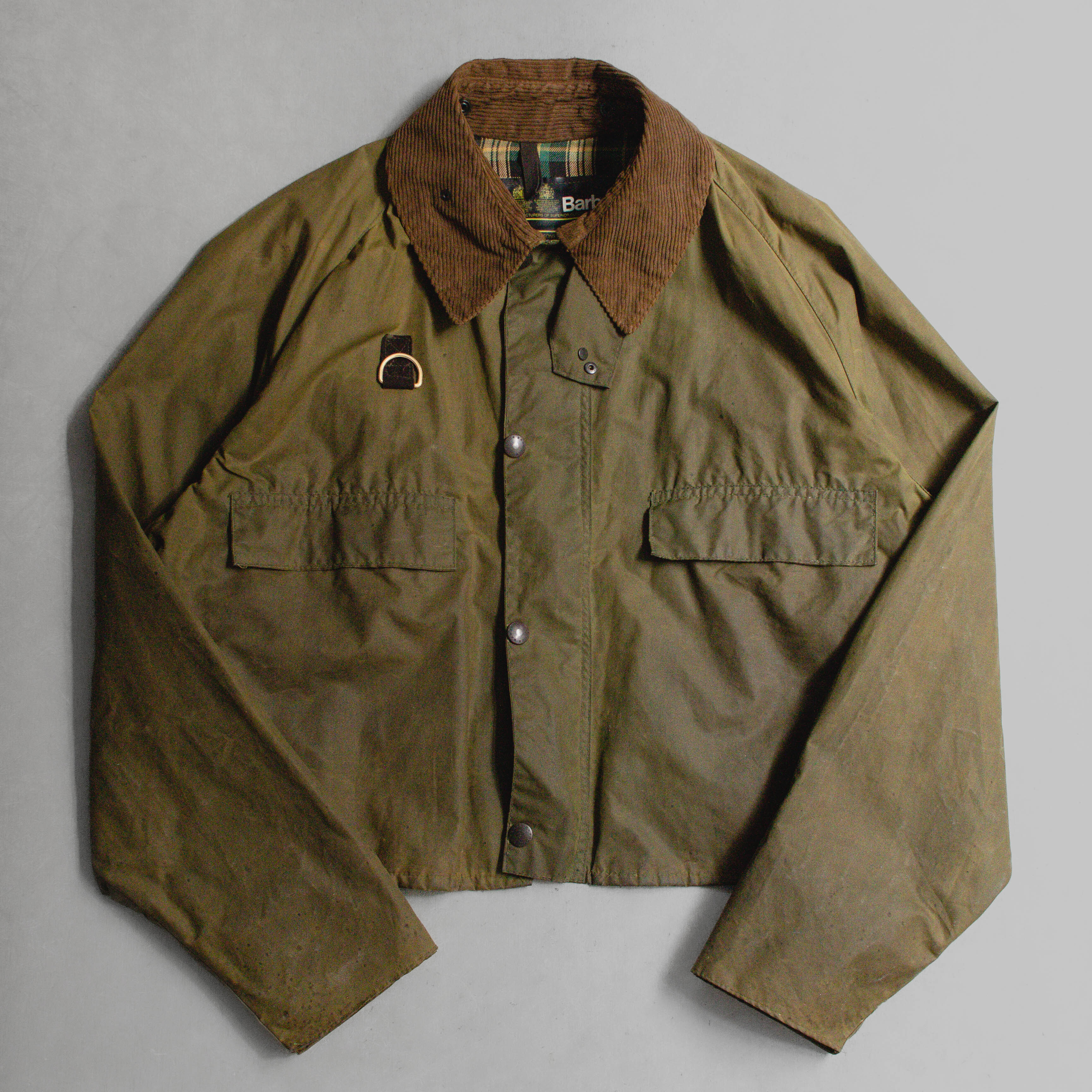 80S BARBOUR SPEY WAXED JACKET 英國製 雙冠 墨綠 油布 短板 釣魚 外套