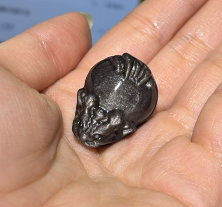 260218 - G74 銀曜石龍龜打孔擺件1粒