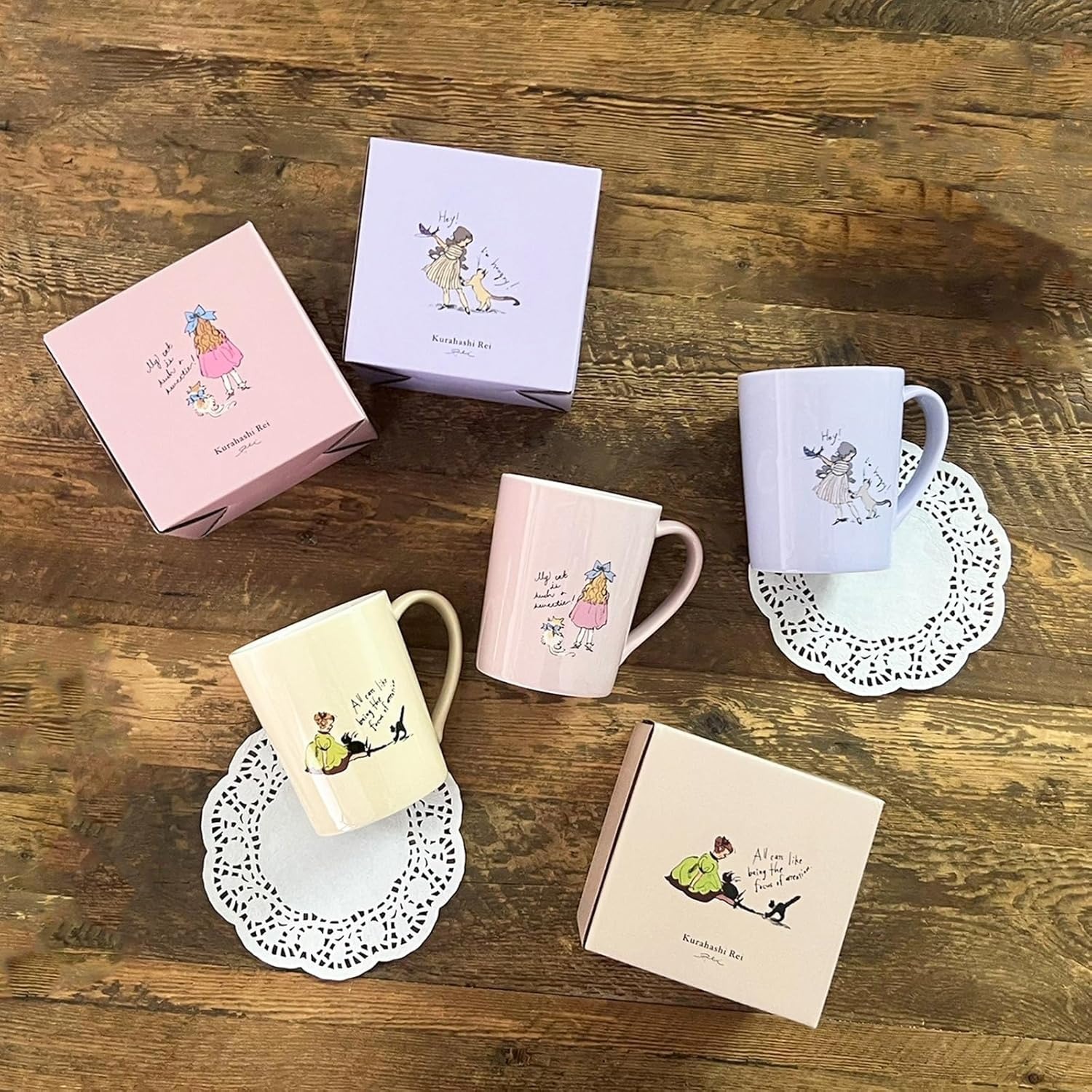 黑貓與女孩 繪本女孩 陶瓷馬克杯 300ml｜日本Kurahashirei