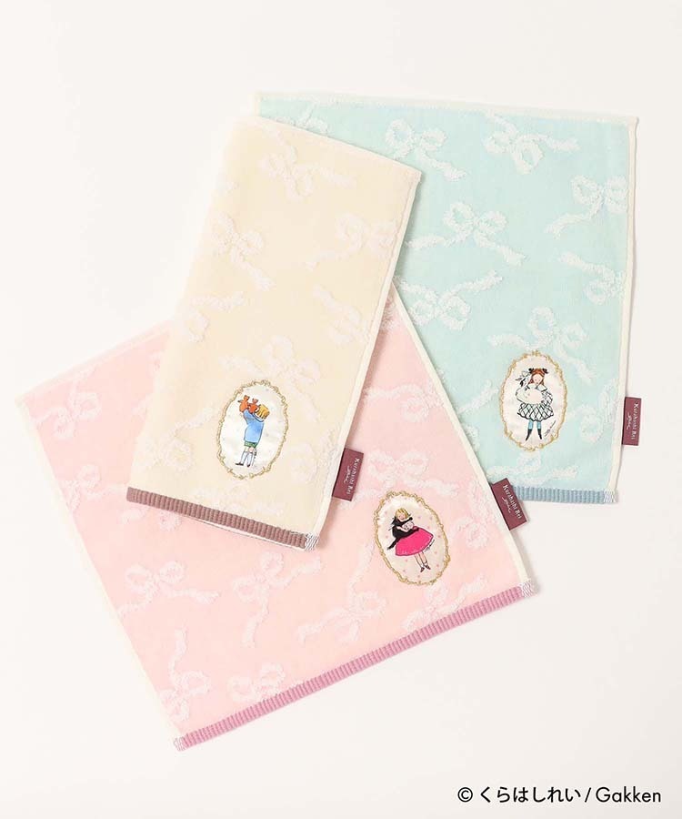 黑貓與女孩 繪本女孩 純棉手帕｜日本Kurahashirei