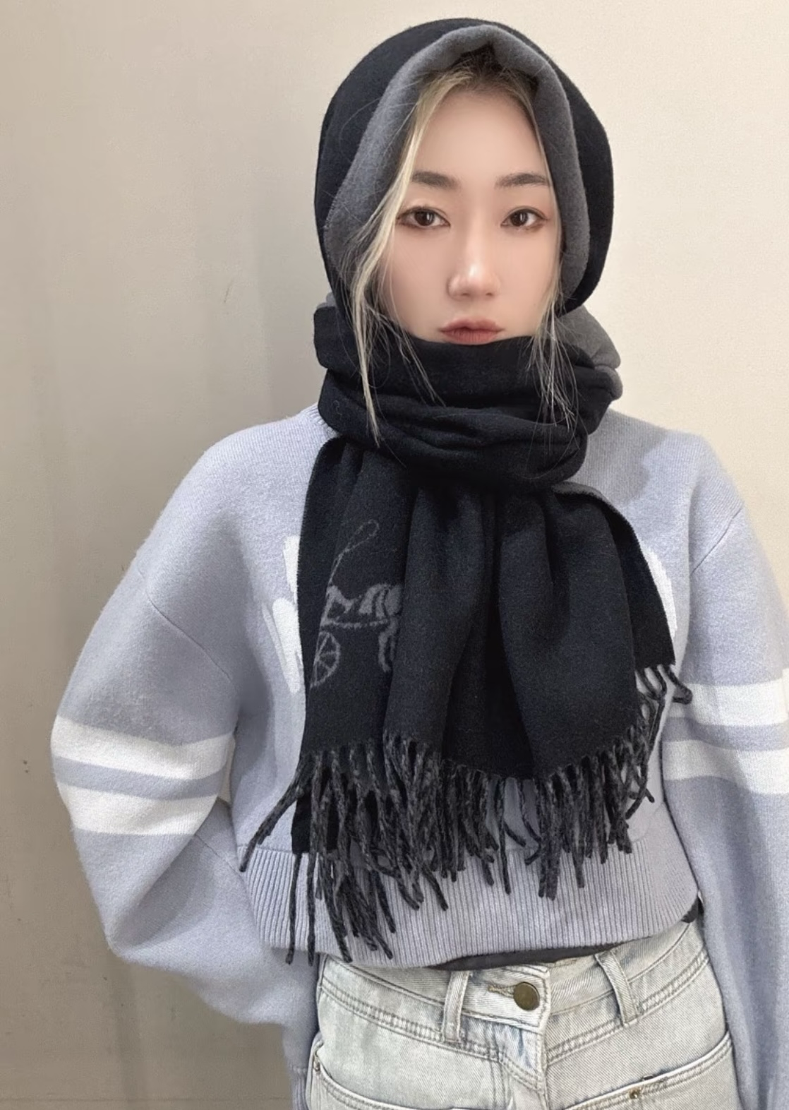 【預購】Coach 雙面100%羊毛圍巾馬車款