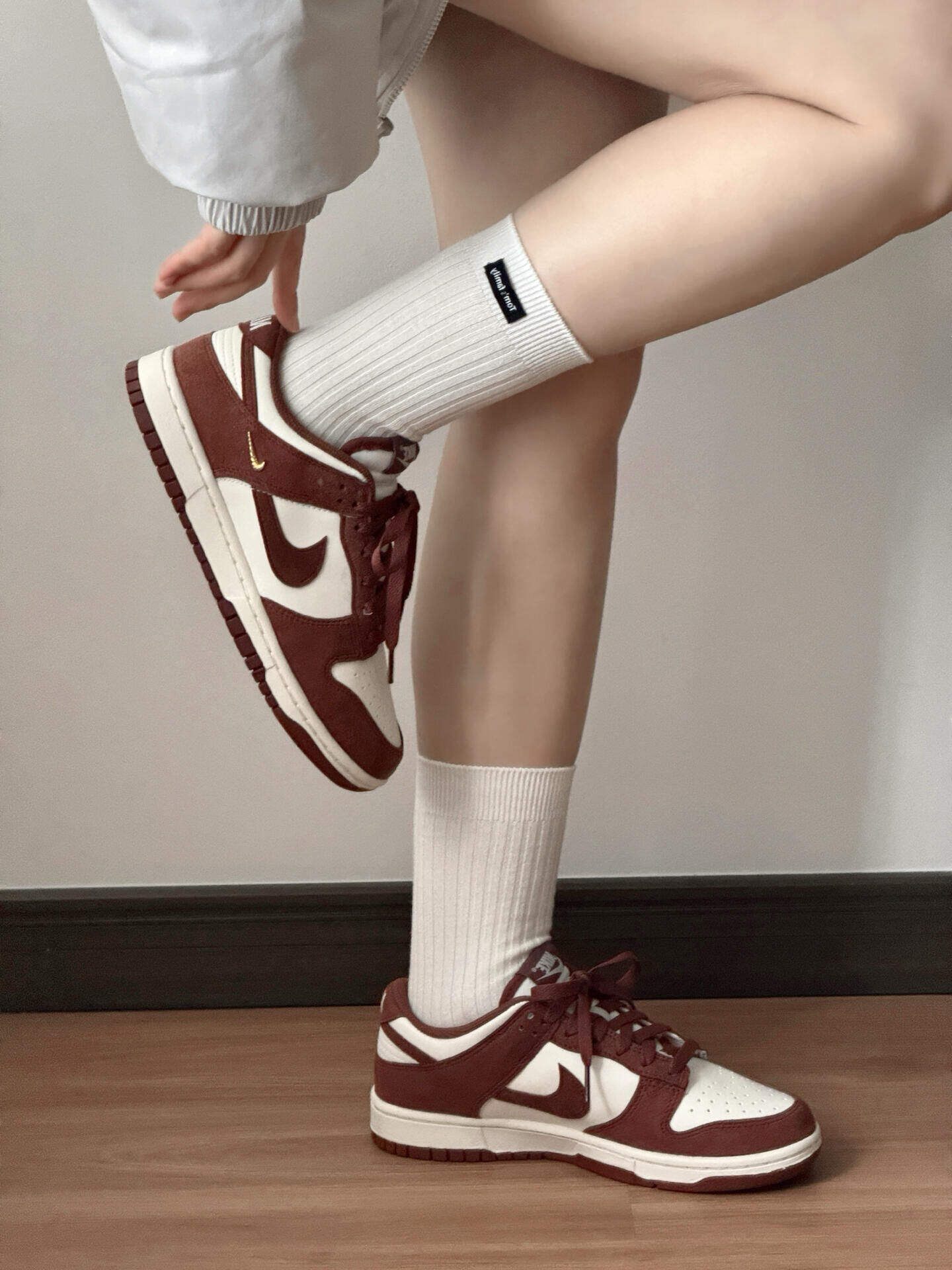 Nike Dunk Low 紅棕色 咖啡色 白棕色 小金勾 麂皮 皮革 女款 IB4417-104/預購