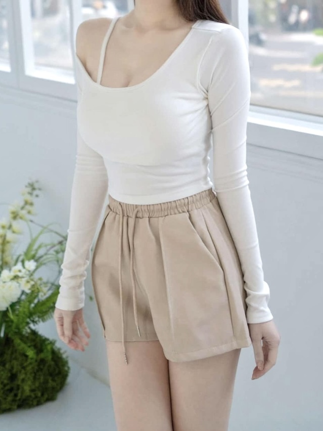 🤍斜肩內刷毛發熱衣（2色均碼）