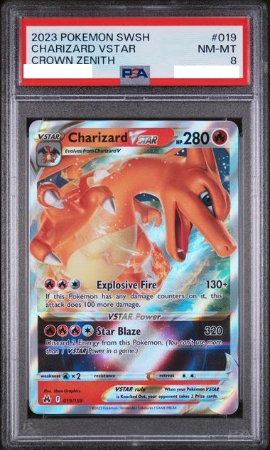 [PSA 8] 2023 POKEMON SWORD AND SHIELD CROWN ZENITH #019 CHARIZARD VSTAR CROWN ZENITH