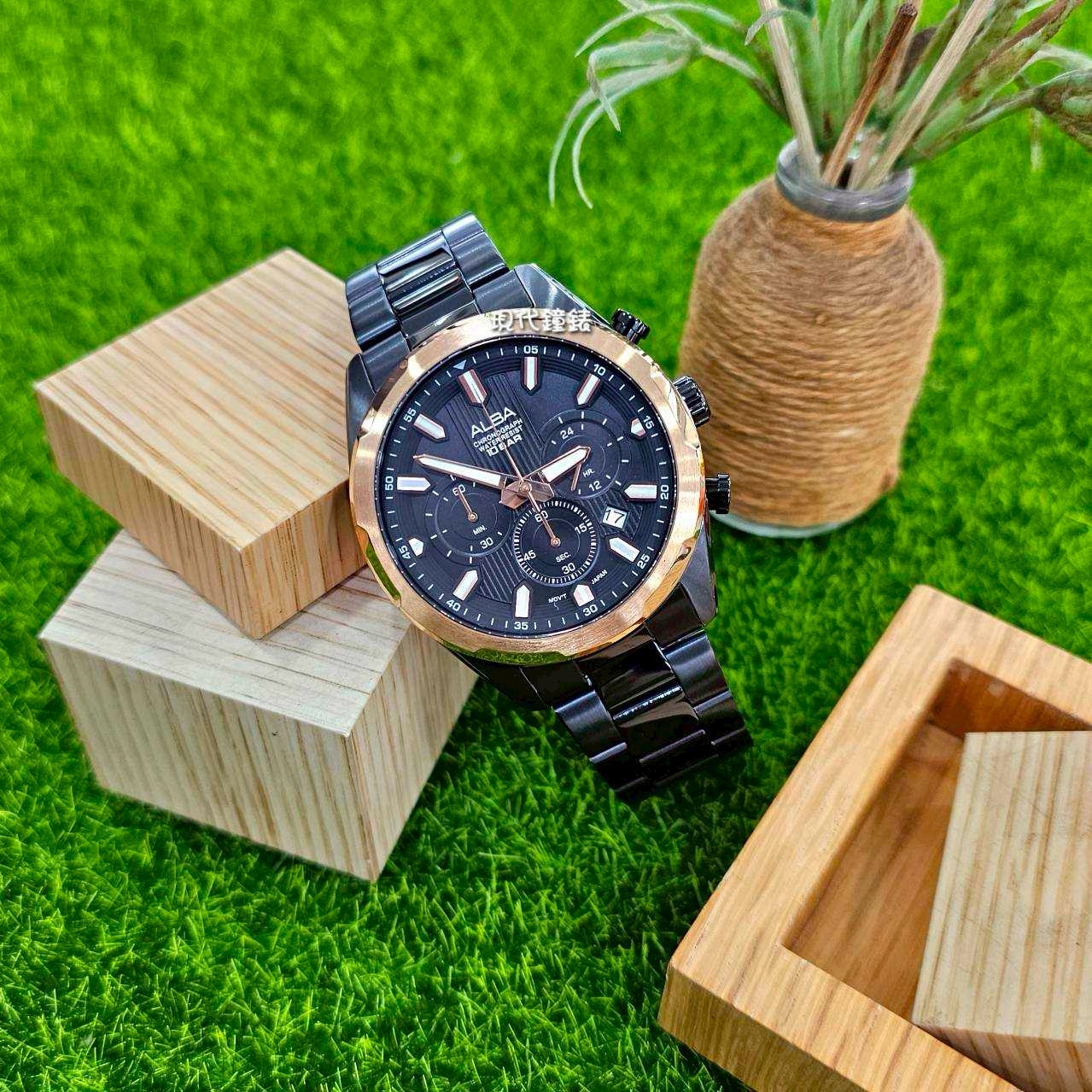 【ALBA 雅柏】摩登紳士-三眼男錶VD53-X402SD 43mm 現代鐘錶