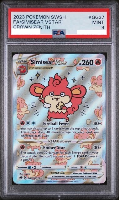[PSA 9] 2023 POKEMON SWORD AND SHIELD CROWN ZENITH #GG37 FA/SIMISEAR VSTAR CROWN ZENITH