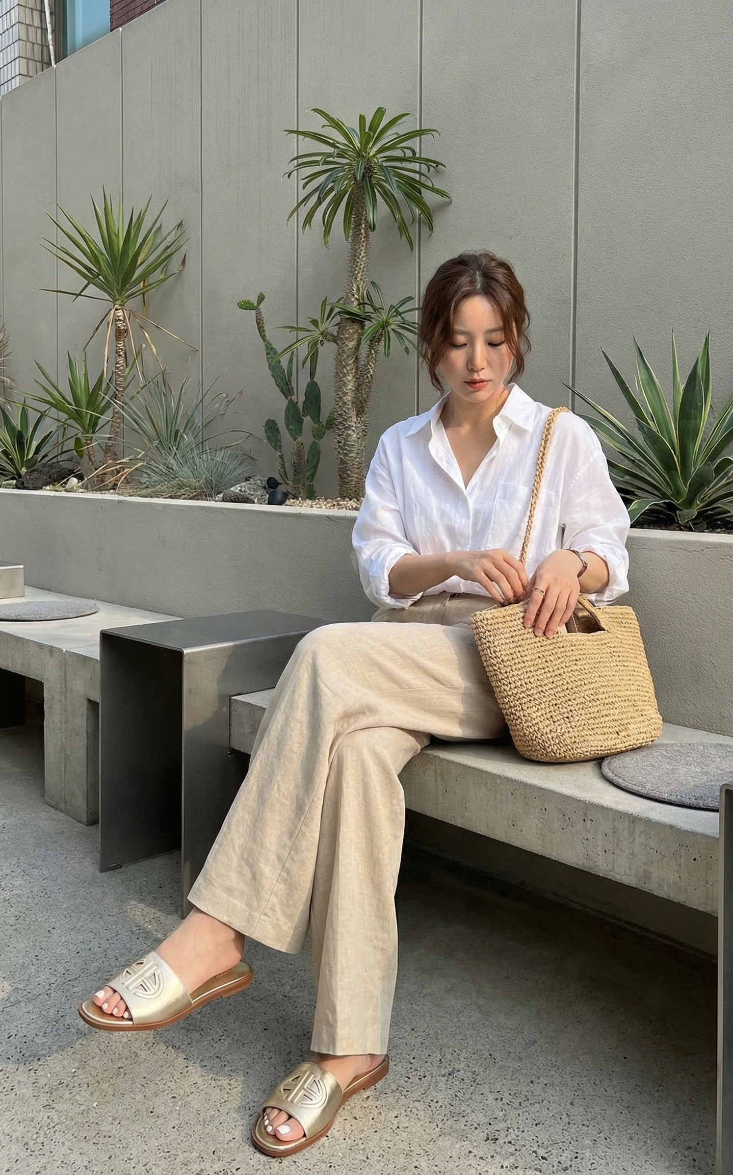 【預購】COLE HAAN H021910 女裝皮革 Logo 舒適平底涼鞋