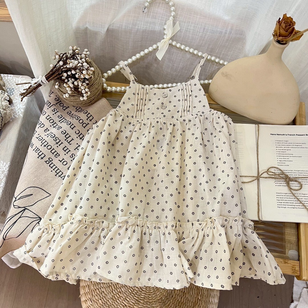 韓系田園碎花吊帶洋裝