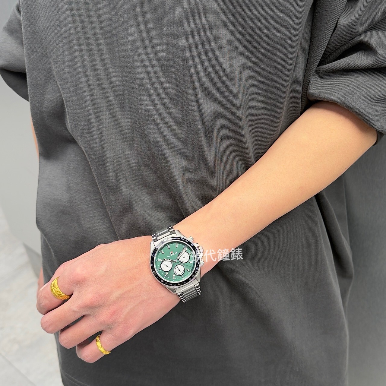 【Tommy Hilfiger】Clark  男士綠色腕錶 1792211 44mm  現代鐘錶