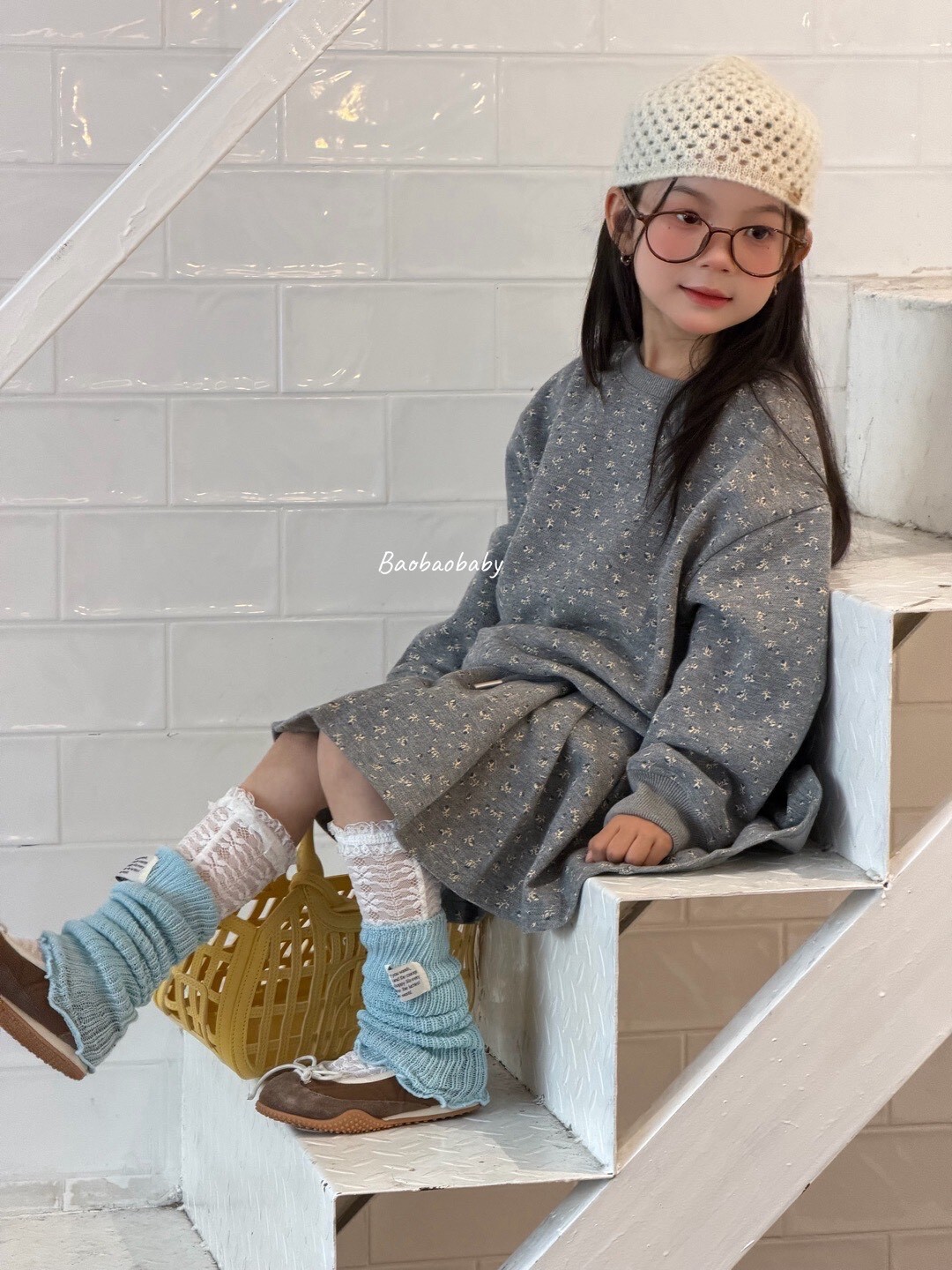 小碎花學院風衛衣套裝