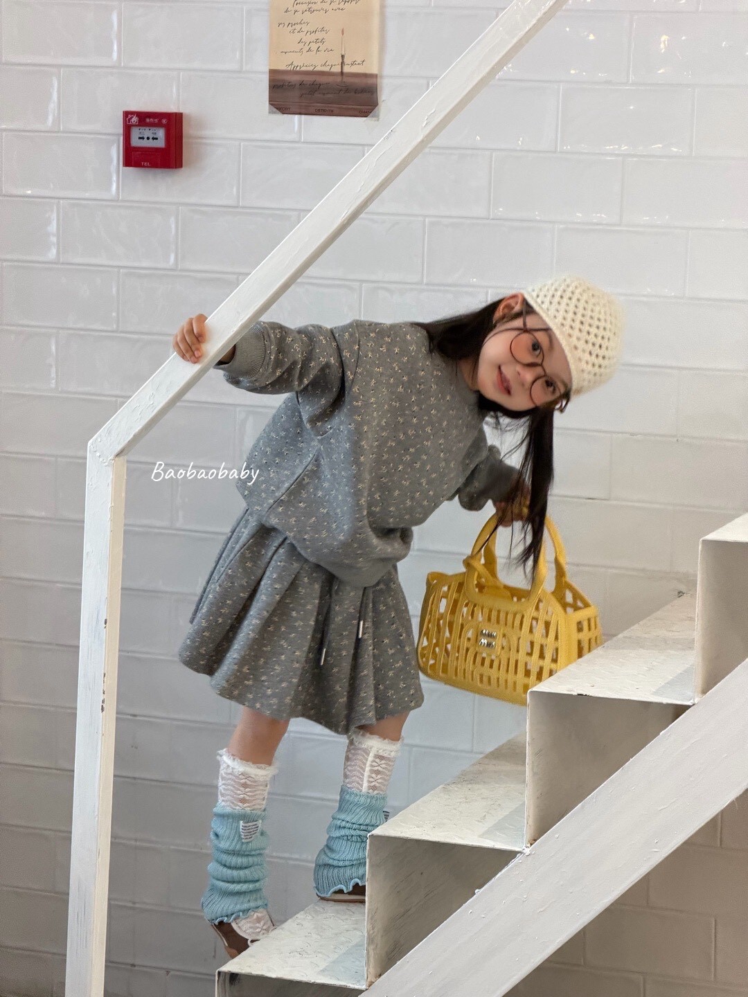 小碎花學院風衛衣套裝