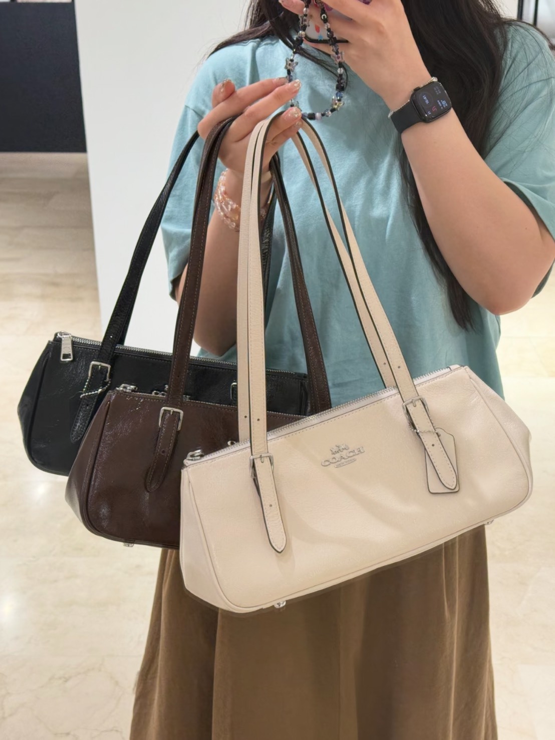 COACH ASHER 34 牛皮 法棍 保齡球包 大號