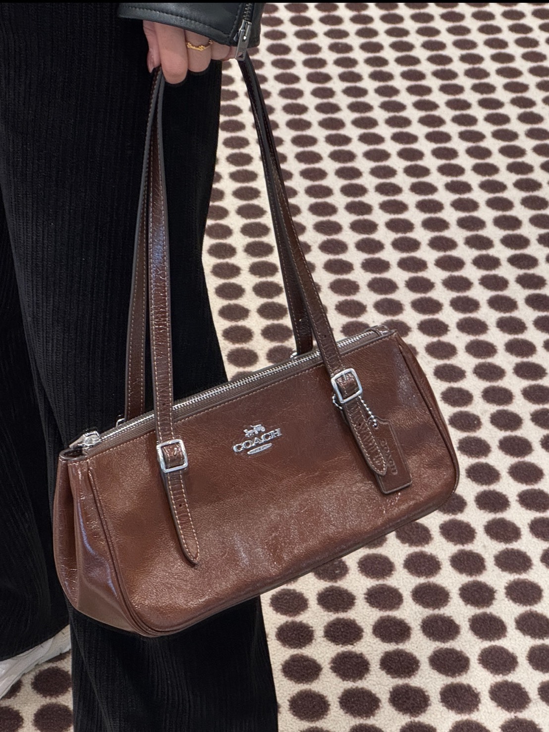 COACH ASHER 34 牛皮 法棍 保齡球包 大號