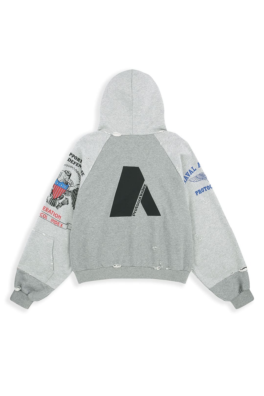 Protocol Index｜Reconstructed Zip Hoodie (Melange Grey)